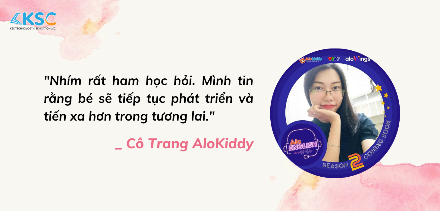 Cô Trang AloKiddy nhận xét bé Nhím ham học hỏi