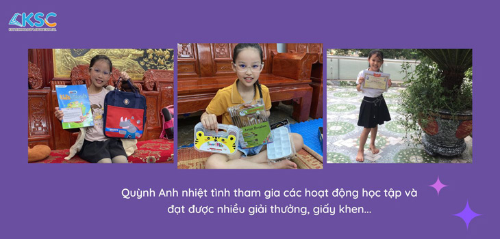 Quỳnh Anh nhận được nhiều phần thưởng trong các cuộc thi hàng tháng từ AloKiddy
