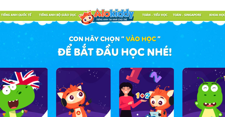 Trang web học tiếng Anh cho trẻ em Alokiddy